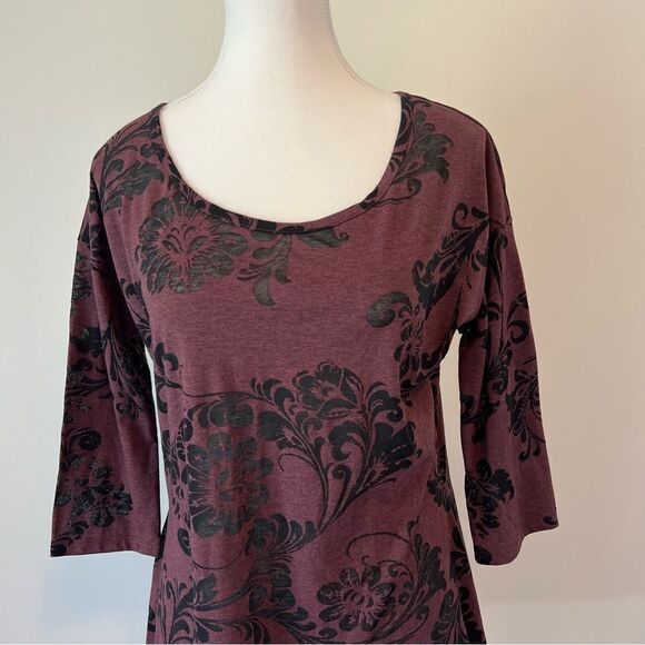 Peruvian Connection Floral Tunic Top Burnout Size Medium 3/4 Sleeve - Picture 3 of 7